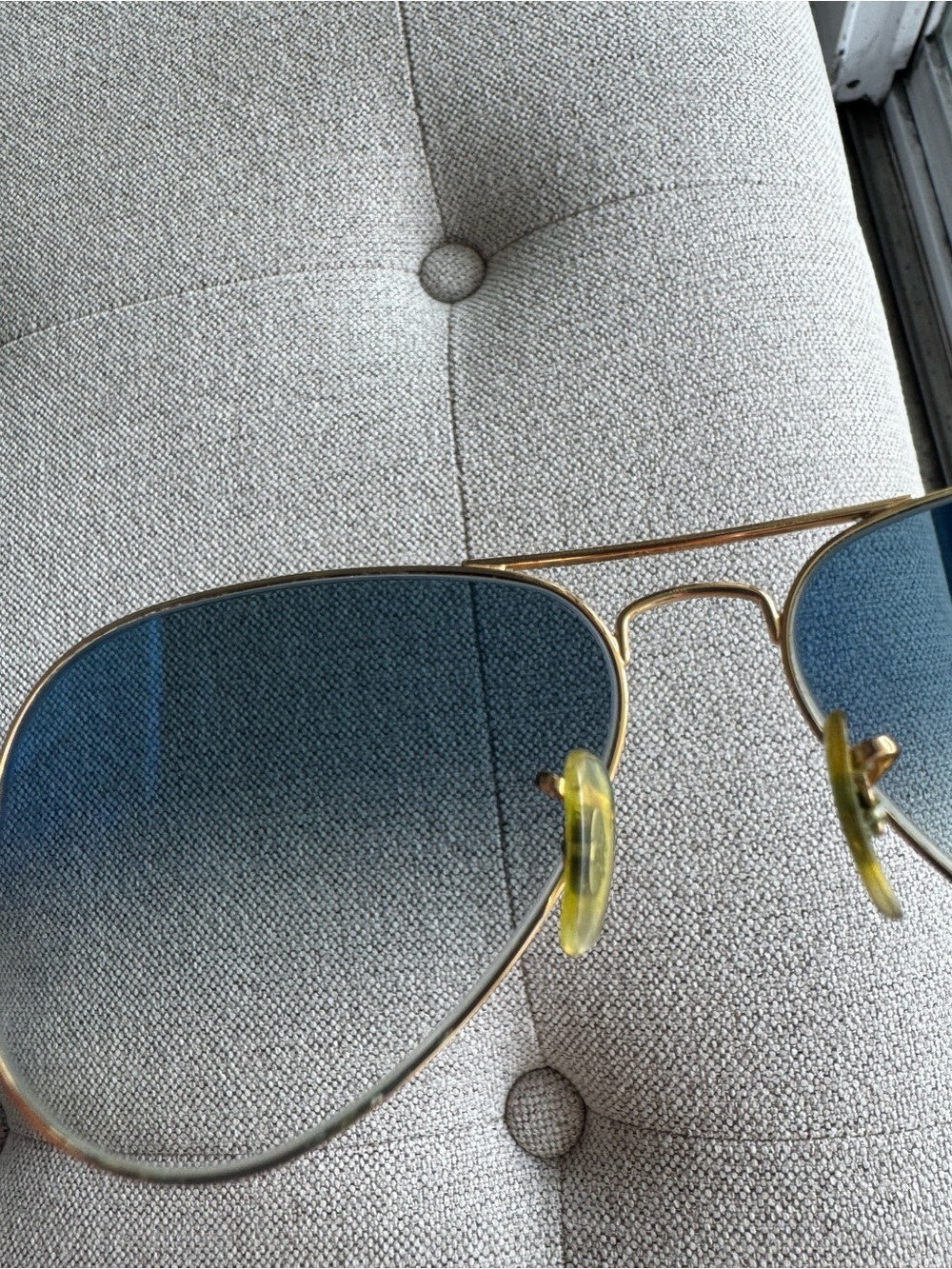 Ray-Ban Women's Gold Frame Aviator Sunglasses with Blue Gradient Lenses - Picture 10 of 10